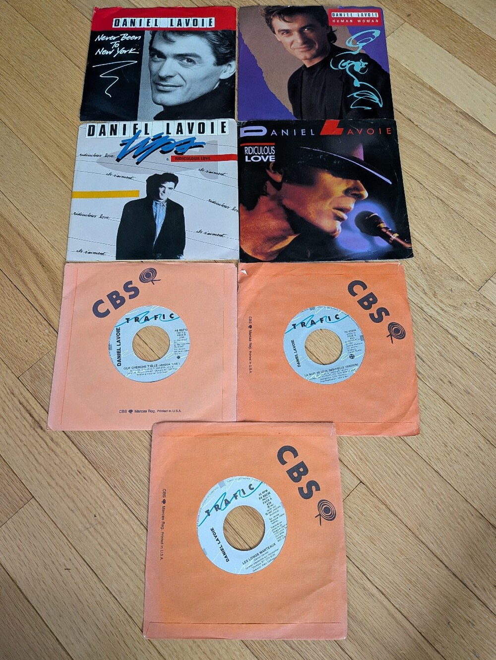 Vintage Daniel Lavoie 7" Vinyl 45 Record Lot – 80s Quebec Pop Chanson 7 Records